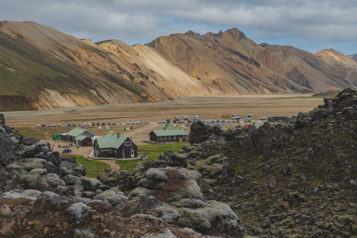 Campsite in Landmannalaugar, in the Highlands of Iceland