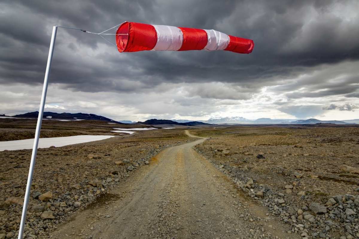 windsock indicator on Iceland's road