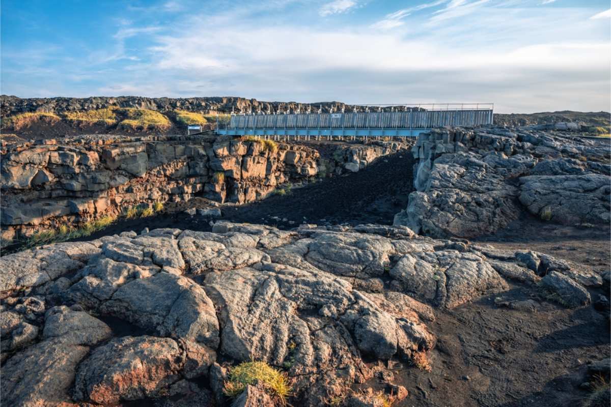 Bridge between two continents in the Reykjanes peninsula